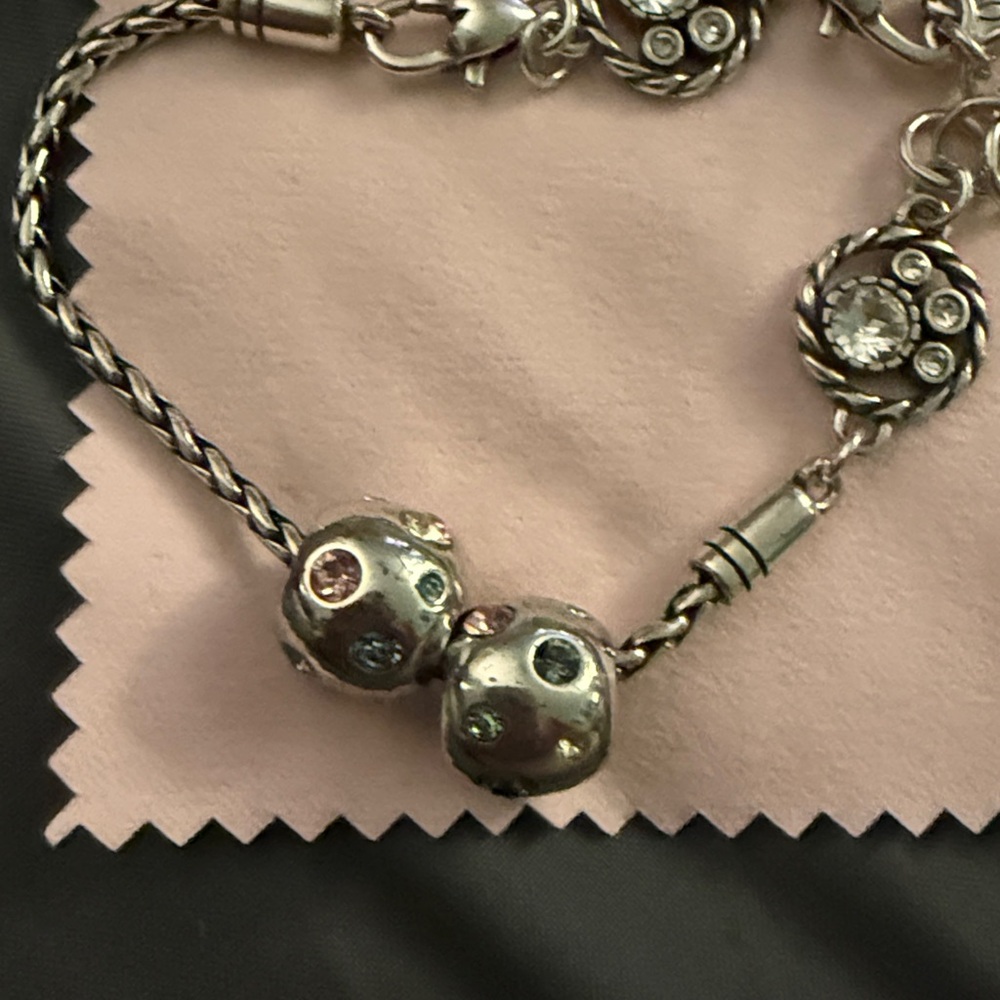 Brighton Large Silver and Multicolor Stones Spacer Beads - Picture 2 of 2